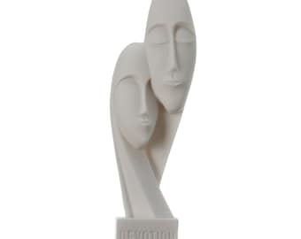 Cycladic art devotion handmade reproduction greek alabaster twin head sculpture 8.3" 21cm