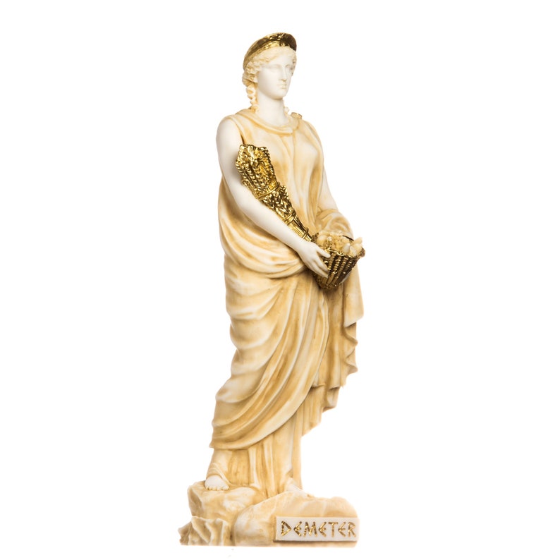 Demeter Goddess of the Harvest and Agriculture Alabaster Statue Gold ...
