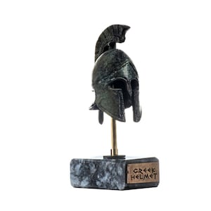 Spartan helmet ancient greek officer solid bronze museum replica with base 5.6 inches