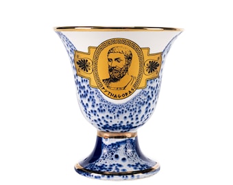 Pythagoras Cup of Justice Pythagorean Theorem Fair Mug Ancient Greece Blue Cobalt Usable
