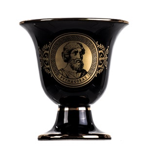 Pythagoras cup of justice pythagorean theorem fair mug ancient greece black cobalt usable
