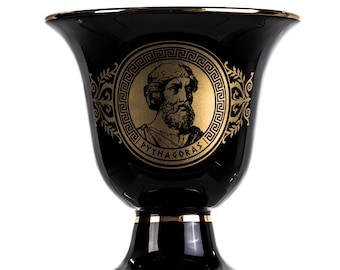 Pythagoras cup of justice pythagorean theorem fair mug ancient greece black cobalt usable