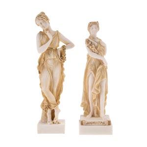 Set of Persephone Goddess and Demeter Goddess of Harvest and Argiculture 9.44in(24cm) Gold Tone