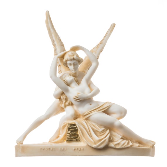 Amor Psyche Statue Alabaster Griechischen Gott Eros Und Etsy