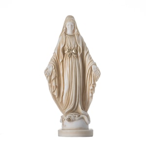 Jungfrau Maria Mutter von Jesus Statue Alabaster Goldton 17,8 &quot;