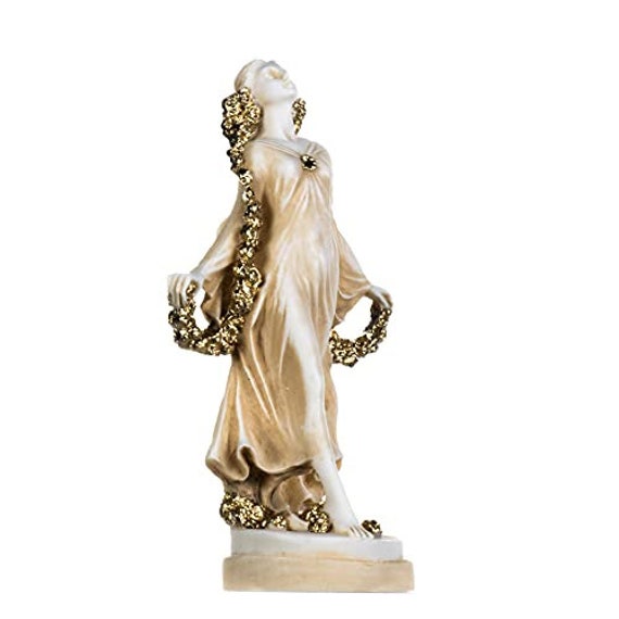 Flora Goddess Golden Maiden of Blossoms Flowers Molded Marble