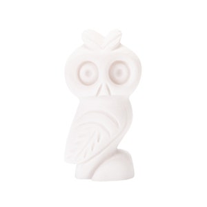 Owl of Athena Symbol of Wisdom Alabaster Gold Tone sculpture Handmade 3.5 Inches