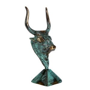 Minotaur Ancient Greek Mythology Head Bull Statue Bronze Figurine 5.5 Inches