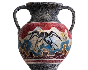 ミノア文明のタコの海洋風陶器の水差し 古代ギリシャ博物館レプリカ