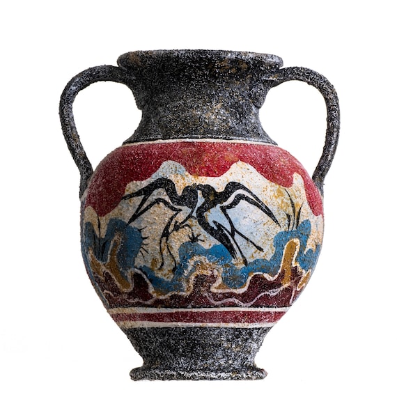 Ancient Greek Minoan Amphora Spring Handmade Ceramic Pottery Vase Medium Ancient Greek Minoan Amphora Spring Handmade Ceramic Pottery Vase Medium