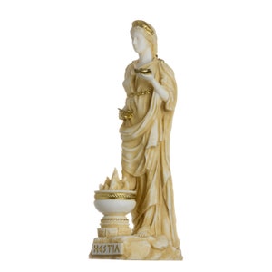 Hestia goddess of the hearth, home family, and the state alabaster statue gold tone 6.69&quot;