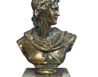 Apollo Bust Bronze Sculpture with Marble Base 5.91 inches (15cm)