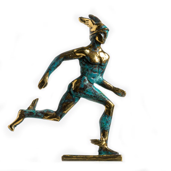 Hermes mercury god zeus son roman statue handmade solid bronze 5.6 inches