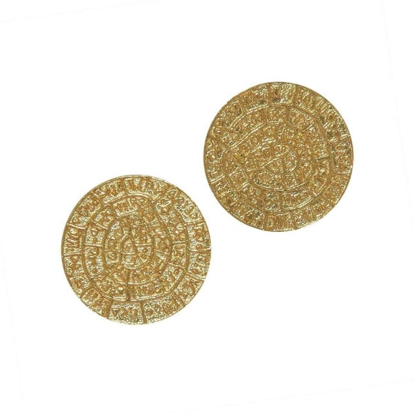 Phaistos disc knossos earrings silver sterling 925 gold plated greek handmade l