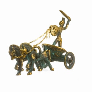 Antiguo griego aquiles carro de bronce sólido 4.3&quot;