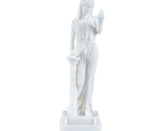 ヘスティア像 ギリシャの女神 アラバスター製 白 16 cm-18 cm