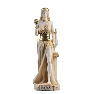 Hera goddess of marriage, women, childbirth, and family alabaster gold tone 8.66&quot;