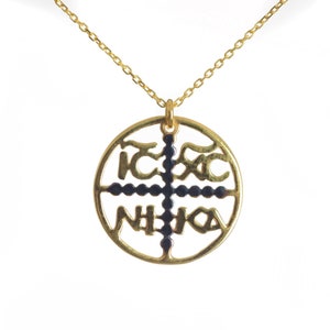925 sterling silver christian necklace,cross saint helen & constantine,constantinato,orthodox coin medallion,cross,byzantine gold fill