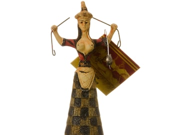 Minoan snake goddess knossos statue healer messenger priestess sculpture 3.93" 10cm