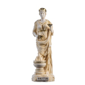 Hestia goddess of the hearth, home family, and the state alabaster statue gold tone 8.66&quot;
