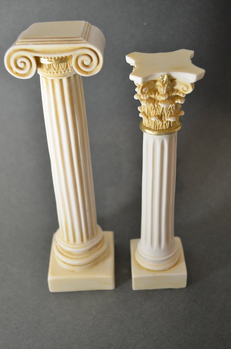 Greek Column Set Corinthian Ionic Order Aged Architecture Alabaster image 5