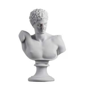 hermes bust alabaster sculpture ancient greek god conductor of souls 8.26&quot;