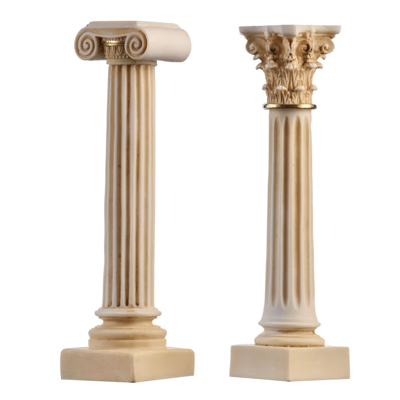 Greek Column Set Corinthian Ionic Order Aged Architecture Alabaster image 3