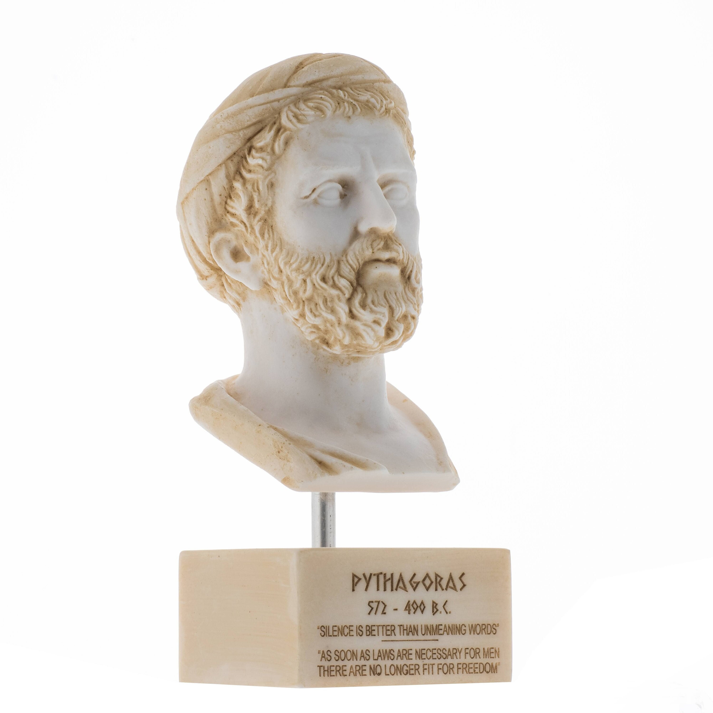 Pyhtagoras Statue Greek Philosopher Pythagoras Bust Alabaster Statue Gold Tone - Etsy
