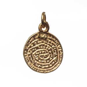 925 sterling silver minoan phaistos crete pendant gold plated 2sided 0.55 inches