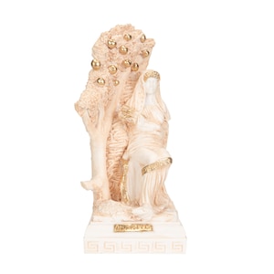 Demeter Goddess of the harvest and agriculture Alabaster Statue Gold Tone 9.05 Inches