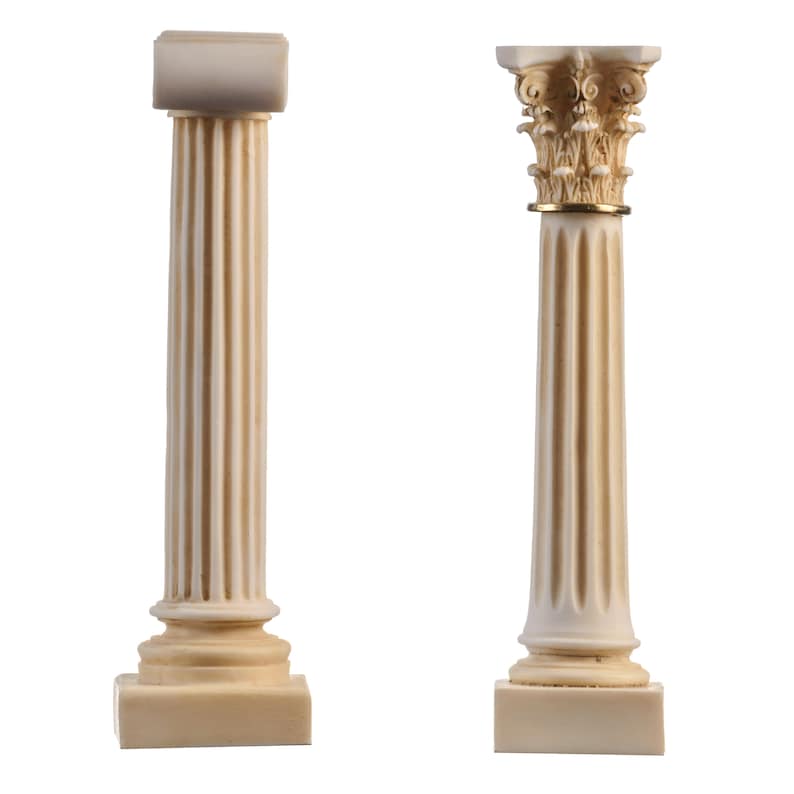 Greek Column Set Corinthian Ionic Order Aged Architecture Alabaster image 2