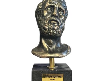 Hippocrates of Kos Father of Medicine Bust Bronze Sculpture with Marble Base 6.69"(17cm)