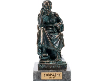 Estatua de bronce de Sócrates, filósofo griego antiguo, con base de mármol, 14 cm