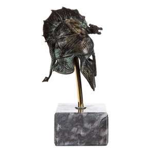 Spartan Helmet Aristocrats with Dragon Ancient Greek Solid Bronze Museum Replica with Base 4.9 Inches