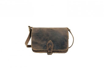 Leather shoulder bag handmade natural tan beige brown cross body satchel vintage saddle handbag purse