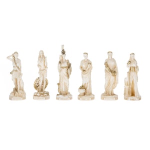 Set All The 6 Olympian Goddesses of Mount Olympus Gold Tone Alabaster 4.3 Inches