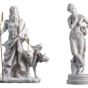 Set of Persephone Goddess and Pluto Hades Lord of the Underworld  Statue