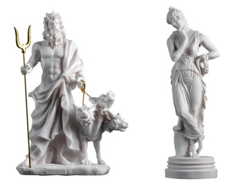 Conjunto de la Diosa Perséfone y Plutón Hades Señor de la Estatua del Inframundo
