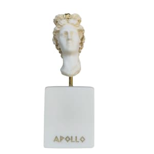 Apollo God Of Music Poetry Art Alabaster Statue Sculpture Gold Tone 5.12&quot; Bust