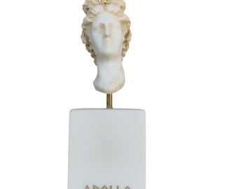 Apollo God Of Music Poetry Art Alabaster Statue Sculpture Gold Tone 5.12" Bust