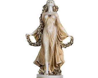 flora goddess golden maiden of blossoms flowers molded marble statue sculpture