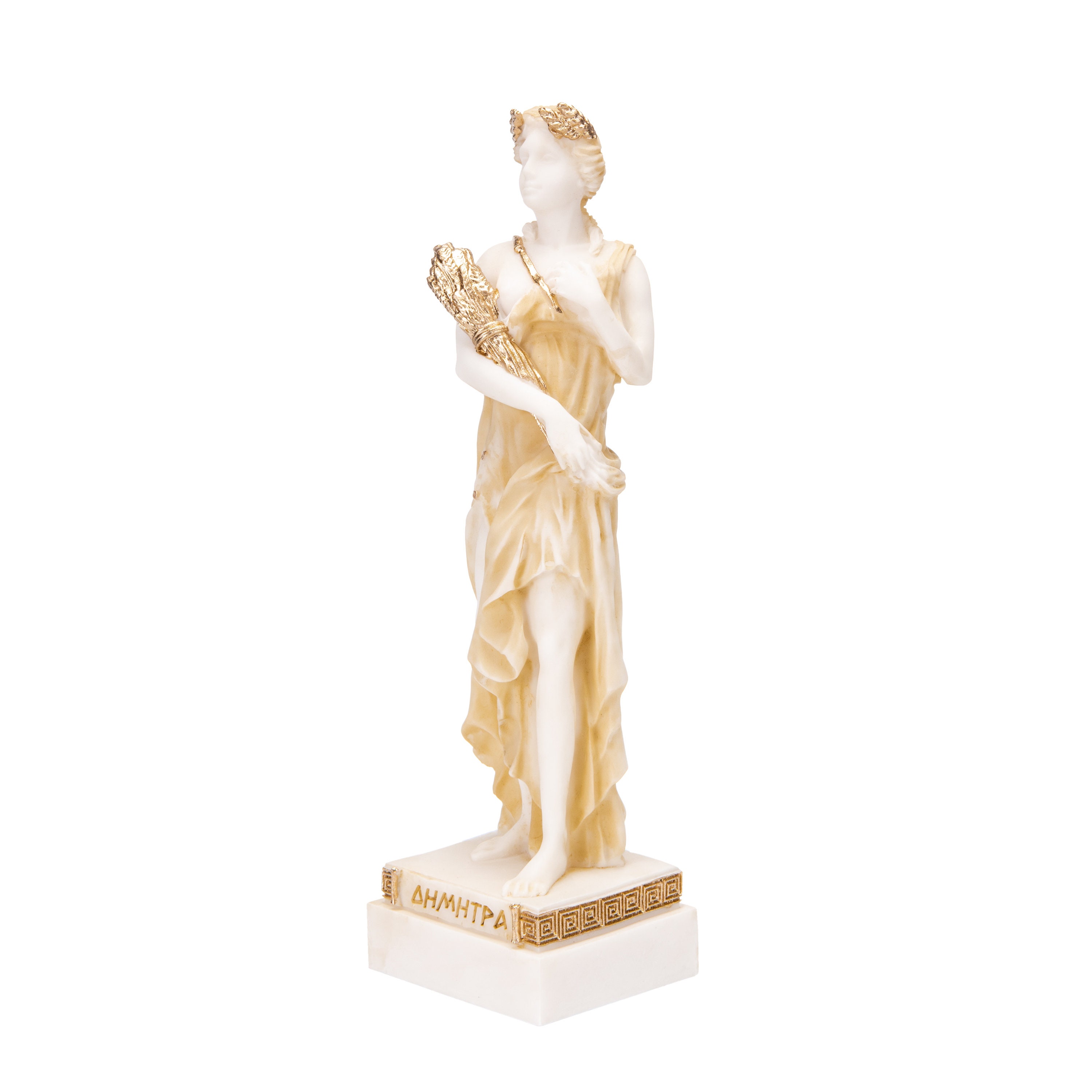 Demeter Goddess of the Harvest and Agriculture Alabaster Statue Gold ...