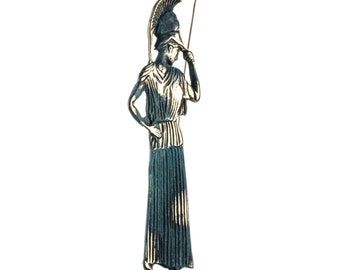 Athena minerva with javelin goddess of wisdom solid bronze handmade statue 10.8 inches