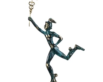 Hermes mercury greek god zeus son solid bronze statue handmade 11.8 inches