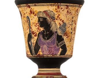 Pythagoras Cup of Justice Pythagorean Fair Mug Ancient Greek Goddess Artemis Hand Painted Ceramic