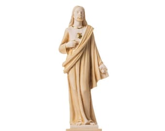 Lord jesus christ statue alabaster gold tone 10"