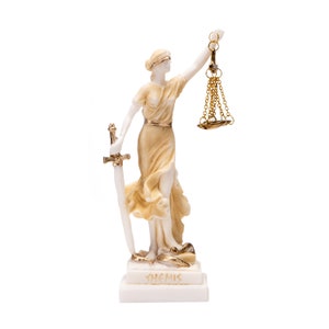 Greek Goddess Themis Statue Blind Lady Justice Lawyer Gift Golden 7.8 Inches