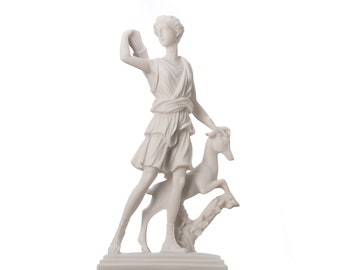 Artemis diana of versailles huntress w/ deer statue greek roman 10 inches