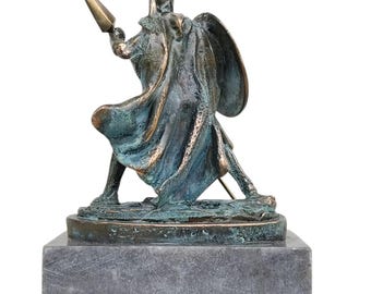 トロイ戦争のギリシャ戦士アキレスのブロンズ像（大理石台座付き）5.51