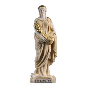 Demeter goddess of the harvest and agriculture alabaster statue gold tone 8.6 inch